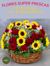 Canasta de Girasoles: Alegría y Romance