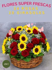 Canasta de Girasoles: Alegría y Romance