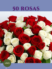 50 Rosas: Fusión de Pasión y Pureza