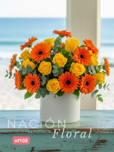 Gerberas Naranjas y Rosas Amarillas - Armonía Floral Vibrante