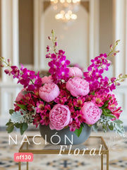 Florero con Peonías Rosas, Orquídeas y Alstroemerias | Regalo Premium