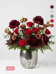 Arreglo Floral de Lujo en Vidrio Craquelado