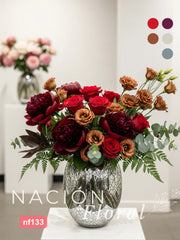 Arreglo Floral de Lujo en Vidrio Craquelado