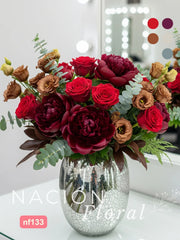 Arreglo Floral de Lujo en Vidrio Craquelado