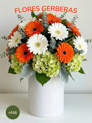 Gerberas y Hortensias: Espectáculo Cítrico
