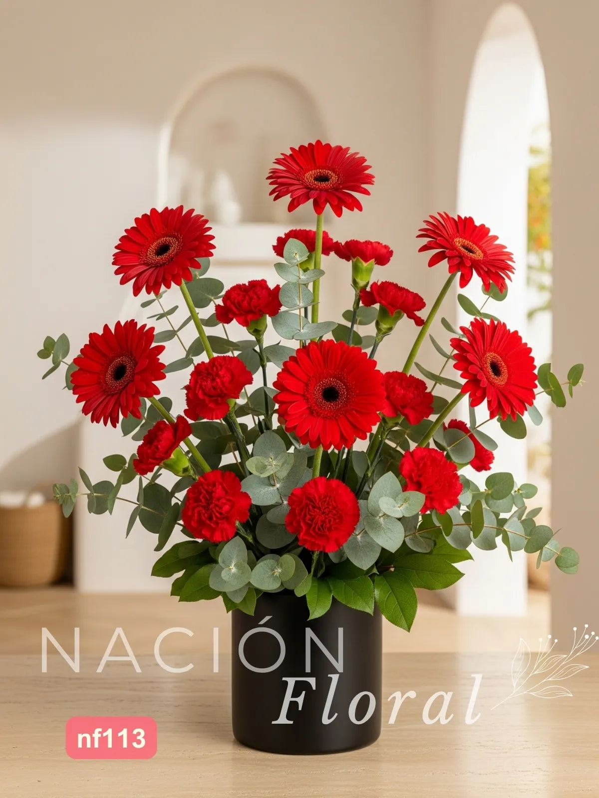 Gerberas y Claveles Rojos - Pasión y Elegancia