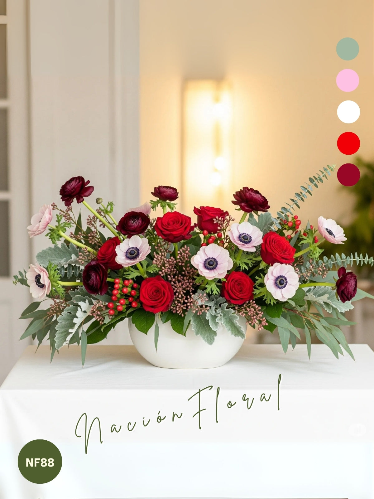 Rosas Rojas y Anémonas: Pasión en Armonía